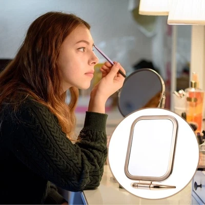  Small Mirror Stand Tabletop Double Sided Folding Makeup Magnifying Countertop - Image 1 of 4