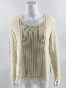 Maurices Womens Sweater Size XL Cream Ivory Split Back Chiffon Hem Pullover - Picture 1 of 5