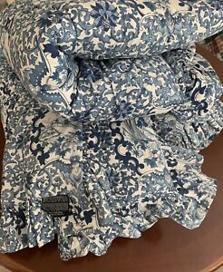 Ralph Lauren  Twin Size Comforter Blue Tamarind Off White Bird