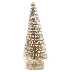 Bottlebrush Tree 10 inch Snowy Champagne Glittered Christmas Mantel Decor - Picture 1 of 6