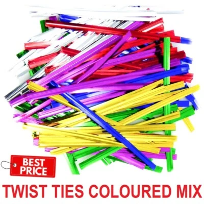 Metallic Twist Ties Plastic Wire Cable Party Gift Sandwich Treat Cellophane Bags