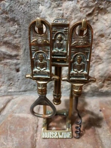 Vintage 1930s English Brass Shakespeare Nutcracker Corkscrew Bottle Opener Stand - Picture 1 of 12