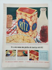 Nabisco Ritz Crackers Box Peanut Butter Jelly Milk Bottle 1940 Vintage Print Ad