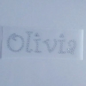 Personalized Custom Curly Name Bling Rhinestone Press/Iron-On Transfer Appliqué - Picture 1 of 6