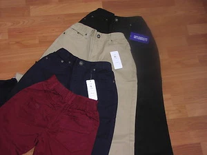 TUBBY FIT BOYS CHINO TROUSERS - FROM AGE 9 UPTO 42" WAIST - BLACK/NAVY/SAND/WINE - Picture 1 of 5