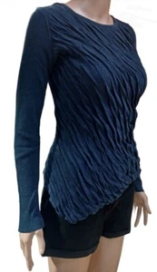 SIMPLY VERA Women' s Long Sleeve Top Navy Assymetrical Stretch Size Small - Picture 1 of 8