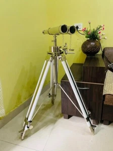 Nautical Brass Antique Binocular Telescope With Floor Tripod Stand Marine gift - Picture 1 of 8