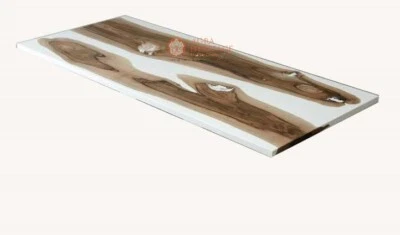 White Epoxy Resin Center Sofa Dining Table, Handmade Furniture, Hallway Decors - Image 1 of 4