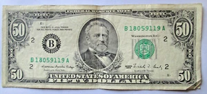 1988 $50 FRN NYNY B BLOCK B18059119A, CRISP CLEAN XF CONDITION CIRCULATED - Picture 1 of 3
