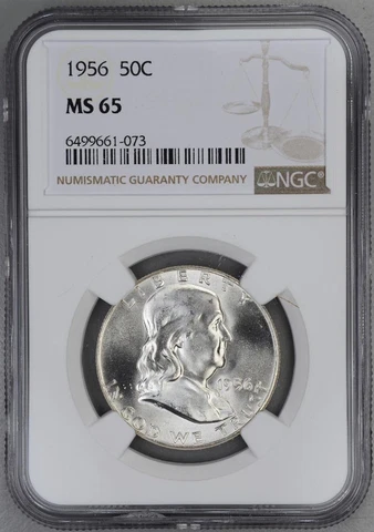 1956 Franklin Half Dollar NGC MS 65 Blast White Cover
