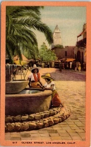 Olvera Street, Los Angeles, California Linen Postcard - Picture 1 of 2