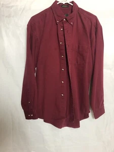 Club Room Shirt Mens Medium Red Long Sleeve Button up 100% Cotton Heavyweight - Picture 1 of 3