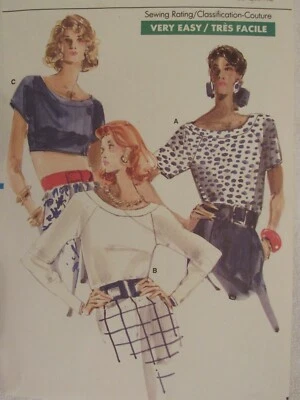 VTG 88 VOGUE 7160 Misses & Petites Pullover Tops in 3 Versions PATTERN 6-8-10 - Image 1 of 3