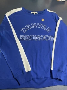 New Women's Size L Denver Broncos Sweatshirt Blue Pullover NFL Football - Picture 1 of 3