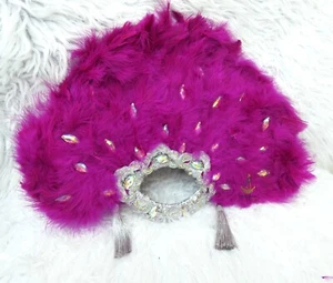 Ventilador de mano compromiso tradicional africano tradicional africano con pluma de cebolla violeta - Imagen 1 de 8