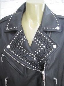 Rebecca Minkoff Biker Stud Lamb Leather Motorcycle Zip Jacket L NWOT Sale! - Picture 1 of 12