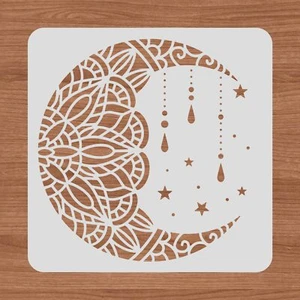 12x12" Mandala Moon Plastic Stencils Star Drawing Templates for Wood Wall Pai... - Picture 1 of 8