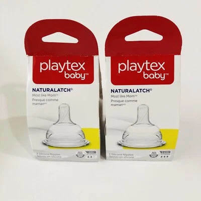 2 Playtex baby NutraLatch Silicone Nipples (1) 3m & (1) 3-6m BPA Free NEW - Image 1 of 4