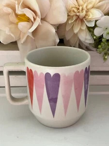 Starbucks Pastel Pink Purple Hearts Handle White Ceramic Cup Mug 12 oz - Picture 1 of 2