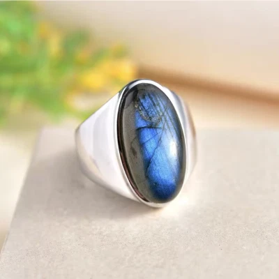 Anillo solitario labradorita natural 11,53 quilates - talla O Foto 1 de 4