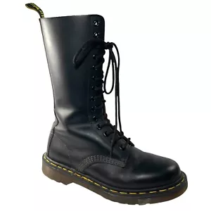 Vtg. DR. DOC MARTENS Black 14 EYE made in ENGLAND Combat Boots Womens UK 5 US 7 - Picture 1 of 8