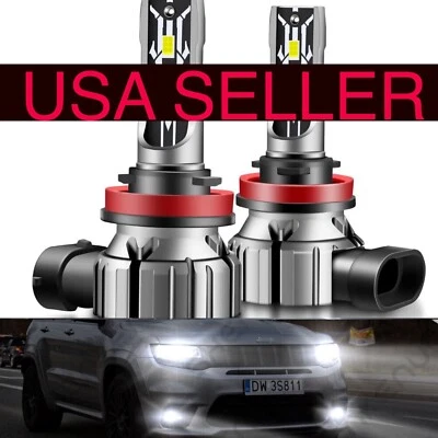 2 H11 WHITE Led Fog Light Bulbs Conversion For Jeep Renegade 2016 2017 2023 Fogs - Image 1 of 4