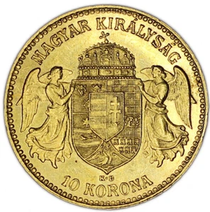 HUNGARY coin 10 Korona 1910 aUNC About Uncirculated - Imagen 1 de 7
