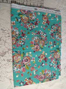 Art Gallery Swifting Flora Boho Fusion Fabric BTHY 18x44 Bari J Teal - Picture 1 of 4