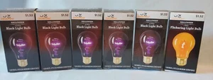 Celebrate Black Light Bulbs and Flickering Orange Bulb 6 Bulbs in Total - Picture 1 of 1