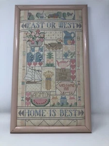 Vintage Cross Stitch Home Is Best Finished And Professionally Framed - Picture 1 of 11
