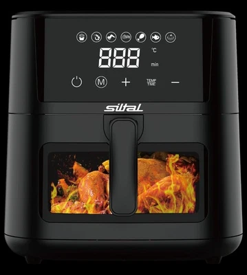 FRIGGITRICE AD ARIA 8L CON FINESTRA SILTAL BLACK - Immagine 1 di 2