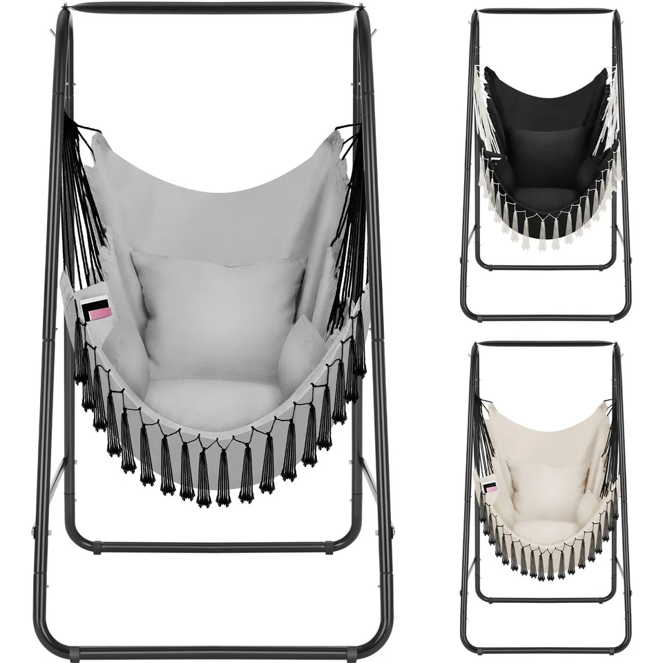 Hängesessel Boho-Style Hängekorb Kissen Sessel Hängeschaukel Boho-Style 160kg - Bild 1 von 1