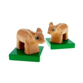 2x Lego Duplo Animal Piglet Nougat Base Plate Baby 4972 75726c01pb01