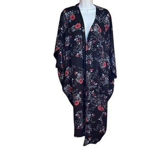 Women Within Floral Black Kimono Robe. 18-20 - Picture 1 of 4