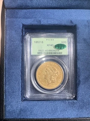 1857-S $20 Liberty Double Head Gold Eagle SS Central America XF-40  PCGS CAC - Image 1 of 4