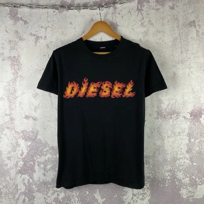 Винтажная мужская роскошная футболка Diesel Y2K с большим логотипом Streetwrar черная размер L - Изображение 1 из 4