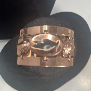 Vintage MCM Modernist Chunky Wide Copper Fish Articulated Cuff Bracelet - Picture 1 of 9