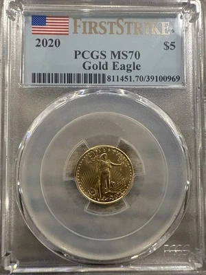 2020 $5 Gold American Eagle PCGS MS70 Coin First Strike - Image 1 of 4