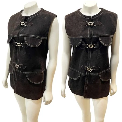 Quality Knitwear by Shayne Brown Suede Vest Vintage 1960s Hong Kong  - Image 1 of 4