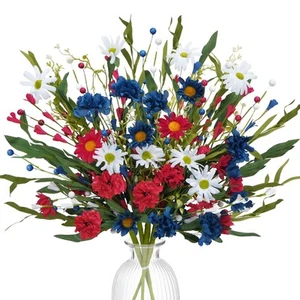 Patriotic Artificial Flowers Red White and Blue Flowers 4th of July Flowers S... - Picture 1 of 7