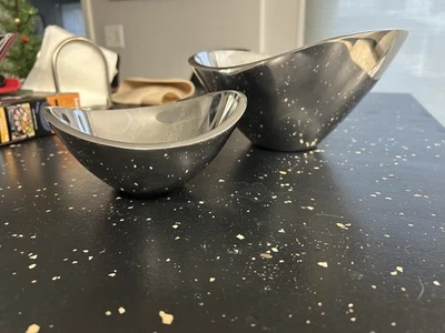 BARELY USED - Nambe Butterfly Collection Serving Bowl, 7" and 11" Pair- Silver - Image 1 of 4