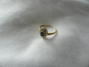 Bague alliance en or massif jaune et blanc 18 K / saphir et éclats de diamants - Picture 1 of 6