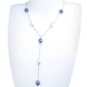 Perlen Kette Süsswasser Perlen 750er Weiß- und Gelbgold - Bild 1 von 3