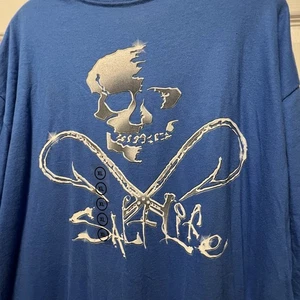 Mens Salt Life Royal Blue Chrome Hooks 100% Cotton Graphic T-shirt NWT XL - Picture 1 of 17