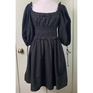 House of Harlow 1960 Puffärmel gesmoktes Baumwoll Popeline Bauern Minikleid Gr. S - Bild 1 von 8