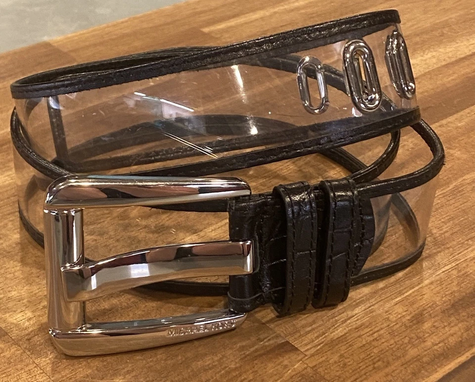 Cinturón Michael Kors de vinilo transparente y cuero con ojal XL Foto 1 de 4