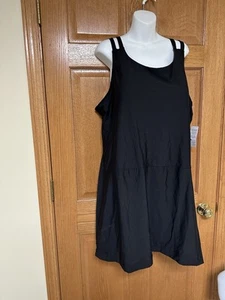 Lands' End Women's Plus Swimsuit Strappy Skirted Swim Dress Black 26W 522924 NWT - Picture 1 of 8