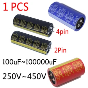 250V~450V JCCON Aluminum Electrolytic Capacitors 100uF~100000uF For Audio Filter - Picture 1 of 7
