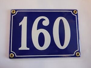 Antique French Blue  Genuine Enamel Porcelain House Door Number Sign / Plate 160