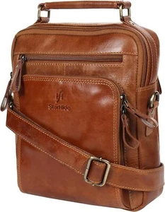 Borsa messenger da viaggio unisex STARHIDE in pelle conciata ad olio per tablet iPad 575 marrone chiaro - Foto 1 di 7